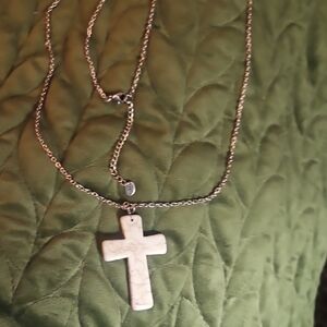 Silver Chain with White Cross Pendant